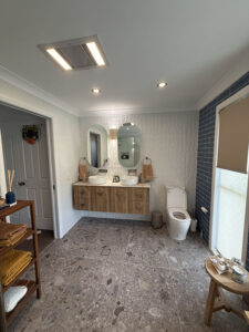 Tiled bathroom area